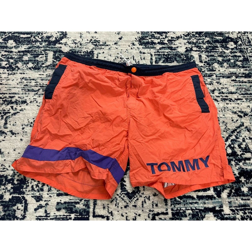 Tommy Hilfiger Swim Shorts Elastic Waist Orange Size Medium Y2K VTG